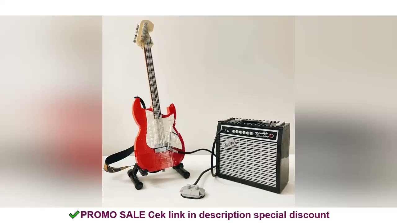 1074PCS Creative Black Or Red 1970s Fender Stratocaster Guitar Building Blocks 21329 Assemble Bricks