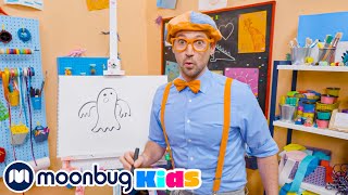 How To Draw A Halloween Ghost | BLIPPI | Moonbug Kids - Art for Kids 🖌️