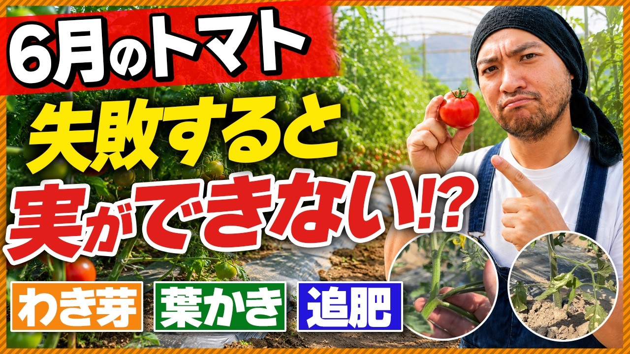 【トマト】6月にやらないと成長が止まります‼︎わき芽・葉かき・追肥の正解!