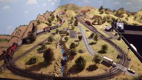 Caliente and Tehachapi loop on 2 hollow core doors in N scale