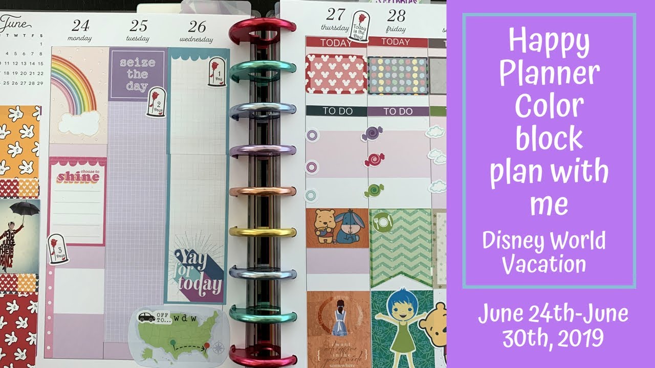 Plan With Me: Happy Planner Color Block Layout June 24th-June 30th, 2019 | Disney world vacation