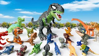 T-REX, TRICERATOPS, STEGOSAURUS: Battle of the 100 Dinosaurs in Jurassic World - DINO KING TOYS