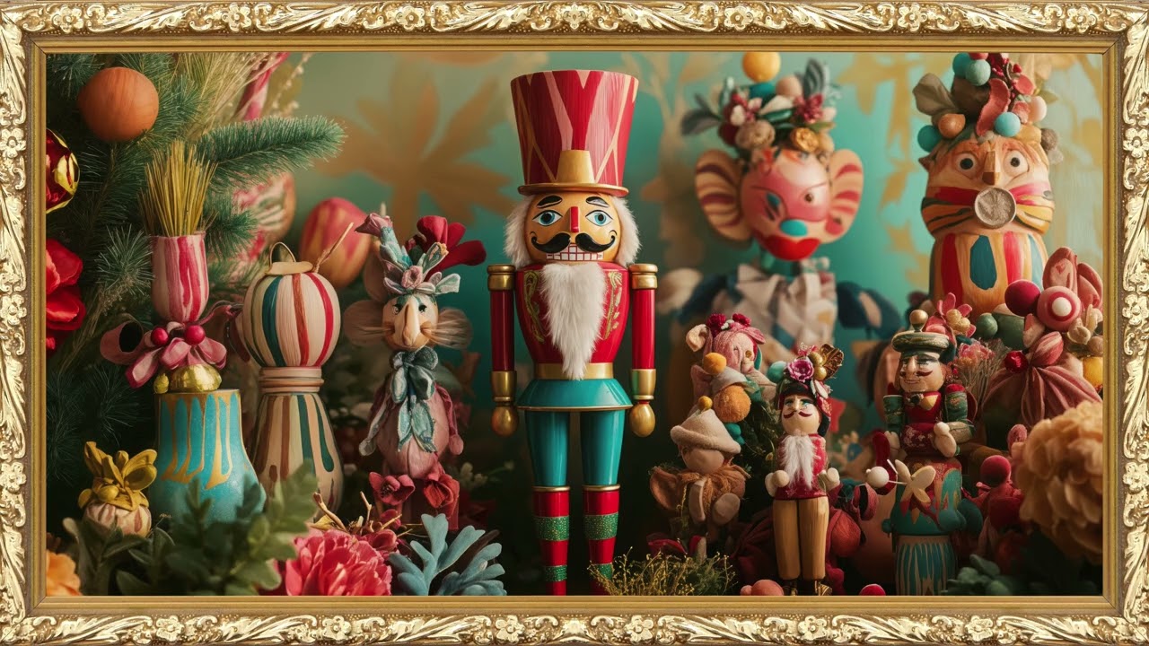 Colorful Wooden Nutcracker Figurines Art 4K – Festive Holiday Wall Display for Frame TV