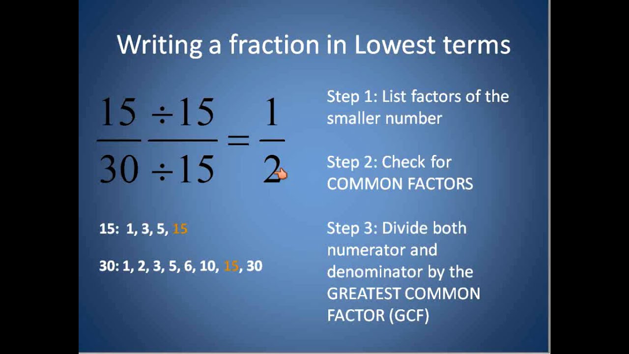 Fractions in Lowest Terms (Simplifying Math)