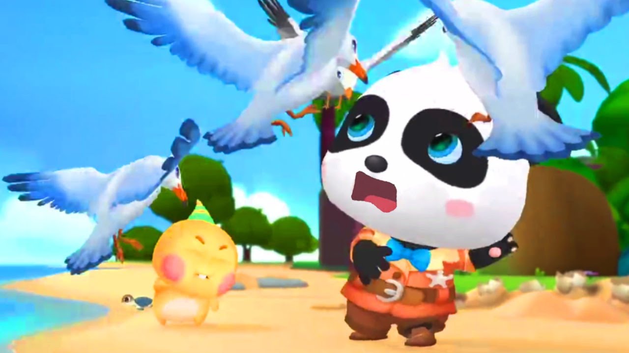 Little Panda's Magic Science Station #3 - Protect Baby Sea Turtles from Seagull Attack -Babybus Game