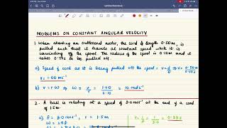 Y13 Physics Rotational Motion Lesson 1 Problems on Constant Angular Velocity