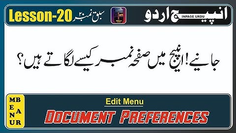 How to insert page numbers in Inpage Urdu? Document Preferences #inpage #computer