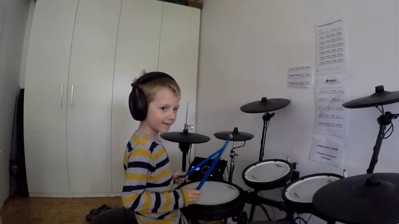 Eye Of The Tiger Drum cover (6 year old Drummer) YouTube