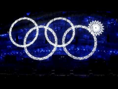 Не раскрылось кольцо  Сочи 2014.  Церемония открытия.  Не открылись все кольца