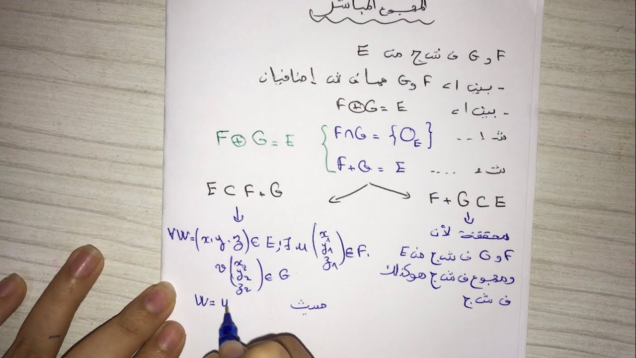 المجموع المباشر/الفضاءات الشعاعية-ثانية جامعي