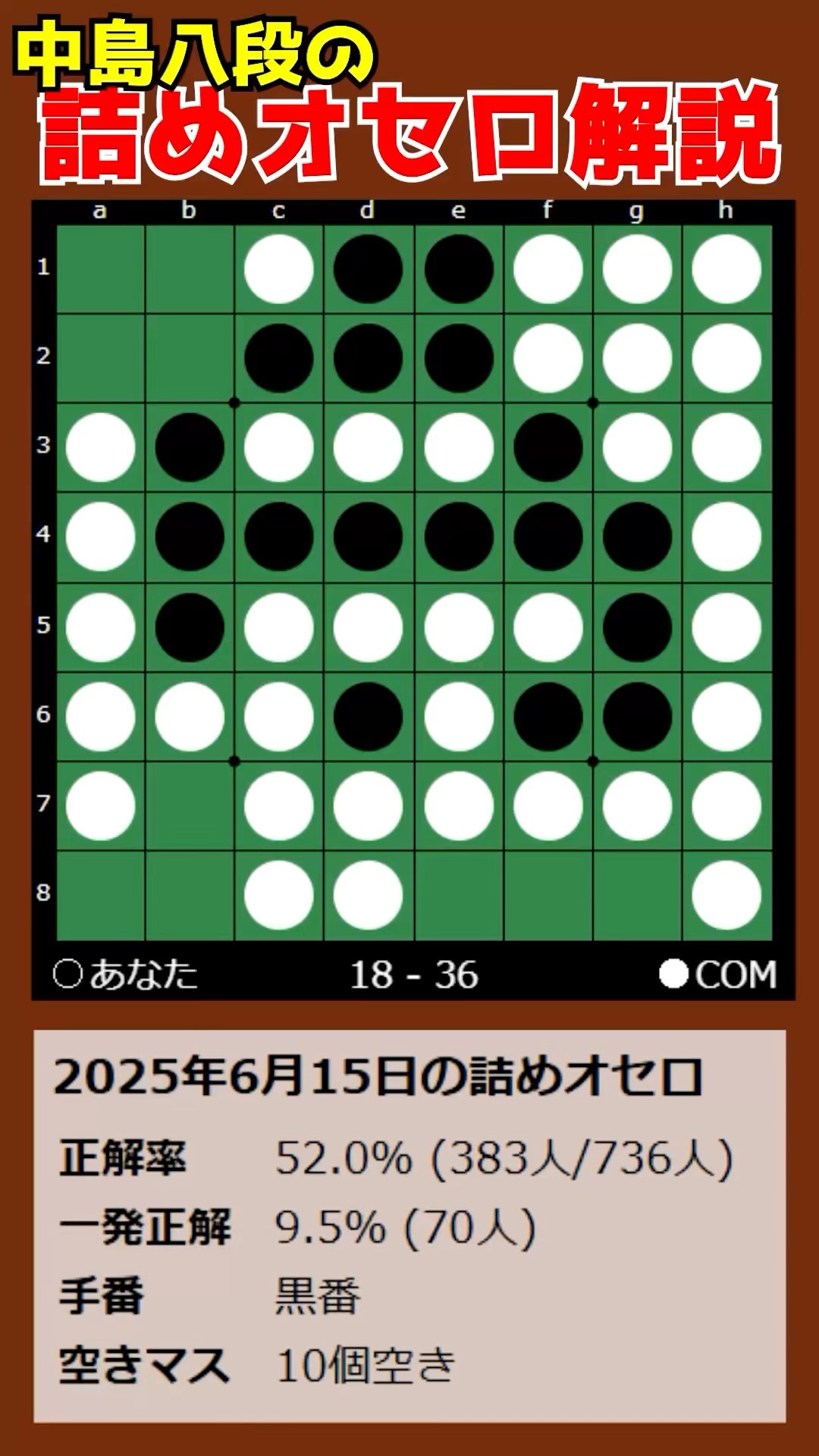 Nakajima 8-dan's Othello Checkmate Commentary 2025/06/15