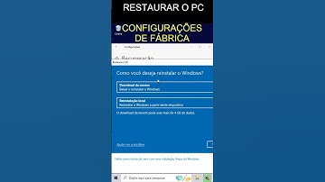 Como Restaurar o PC as suas Configurações de Fábrica #shorts