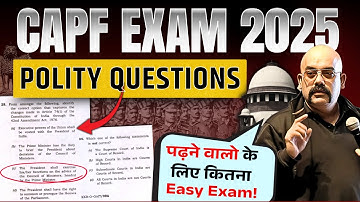 CAPF ACs 2025 Polity Qs Analysis by Dr Sidharth Arora | Must Watch for UPSC 2026 Prelims!