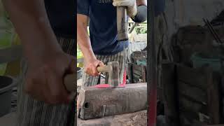 Scorching Iron Bent! This is how the tough grass cutter was born 🔥 #work #blacksmith #fyp
