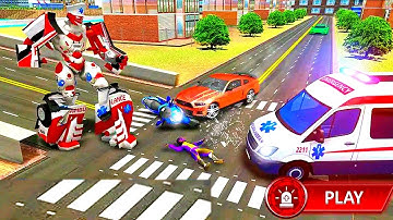 Ambulance Robot City Rescue - Ambulance Dog Robot Car Game - Android Gameplay #1