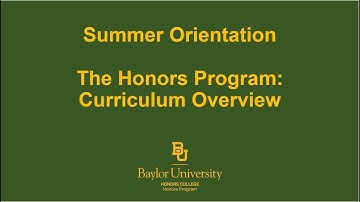 BU Orientation: Honors Program Curriculum Overview (Most Majors)