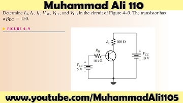 Determine IB, Ic, Ie, VBE, VCE, and VCB in the circuit of Figure 4-9. The transistor has a Bdc = 150