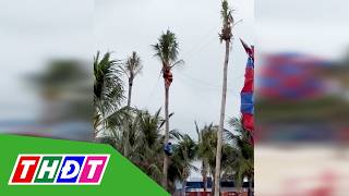 Mother and child left dangling in coconut tree while parasailing | THDT