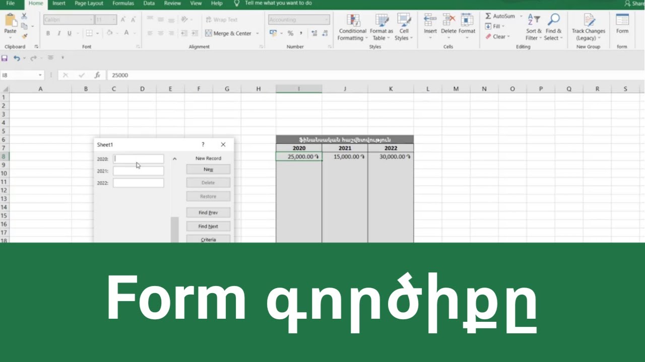 MS Excel - Form գործիքը