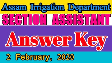Section Assistant Answer key | morning shift | 2nd February 2020 | Irrigation Department