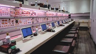 Bullet Train Sushi in Tokyo, Japan | Uobei Shibuya Dogenzaka (魚べい)