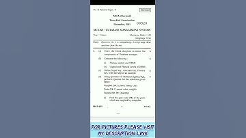 IGNOU |•| Databases Management System Question Paper |•| MCS 23 |•| (Dec 2011)|•|Own Classroom