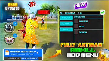 THE KING CHEATS V108 BYPASSED| OB50 FF HACK | FREE FIRE MOD MENU | THE KING CHEATS MOD MENU|FF HACK🥶