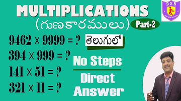MULTIPLICATION Shortcut  II in Telugu II గుణకారములు - Part-2