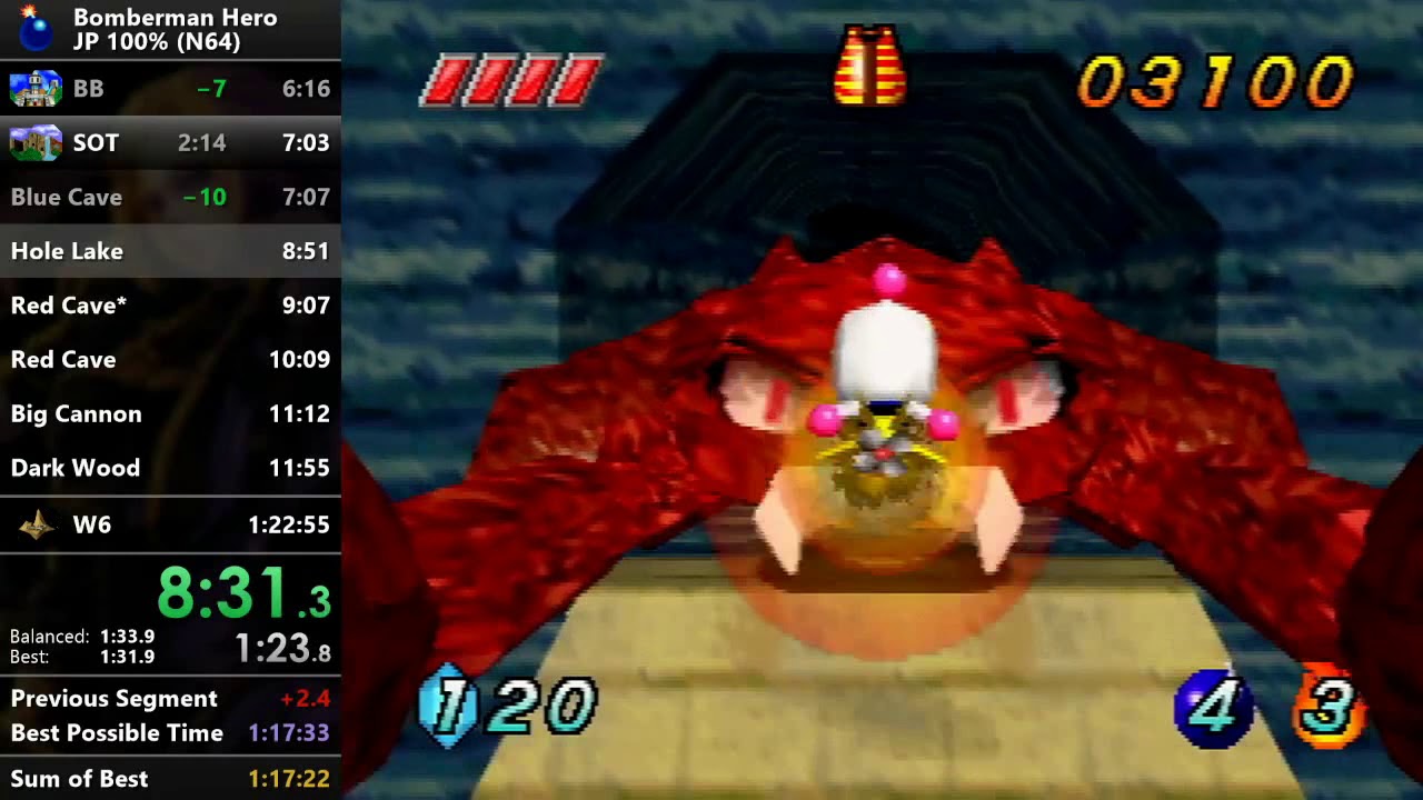 100% in 01:27:20 by Fisel - Super Bomberman 5 - Speedrun