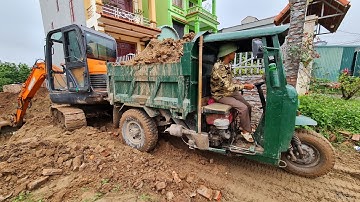 Công nông 2 khối cát máy 36 cực khỏe || công nông chở đất || máy xúc hitatri đào móng nhà