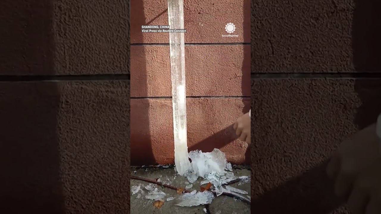 Ice Slides Out Of Frozen Water Pipe With Satisfying Drop