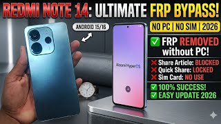 Redmi Note 14 Frp Remove ✓ Android 15,16 | Google Account Bypass ! Easy Update 2026 Without Pc 