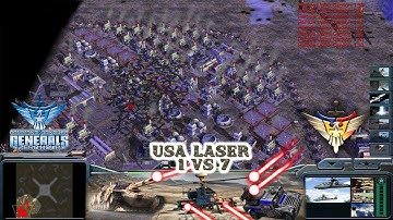 Usa Laser General 1 vs 7 Gla Demolition Generals - Command & Conquer Generals Zero Hour (4Cross)