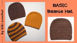 How to Crochet the Basic Beanie Hat  Suitable for Men, Women, Children + Chart for All Sizes