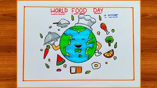 World Food Day Drawing|World Food Day Poster|Eat Healthy Stay Healthy Drawing|Food Day Drawing Easy|