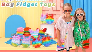 Pop Purse Shoulder Bag Fidget Toy Rainbow Silicone Pop Crossbody For Girl Halloween Treat Bag Party