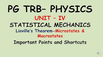 PG TRB – PHYSICS | UNIT – IV | Statistical Mechanics | Lioville