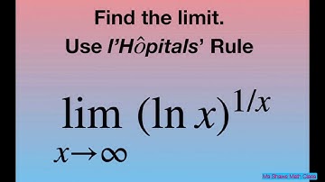 Evaluate the limit as x approaches infinity for (ln x)^(1/x). l’Hopital’s Rule