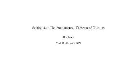 MATH2141 Section 4.4 Lecture