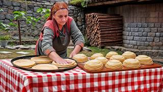 Making Flatbread and Chicken Over Open Fire – Village-Style Outdoor Cooking