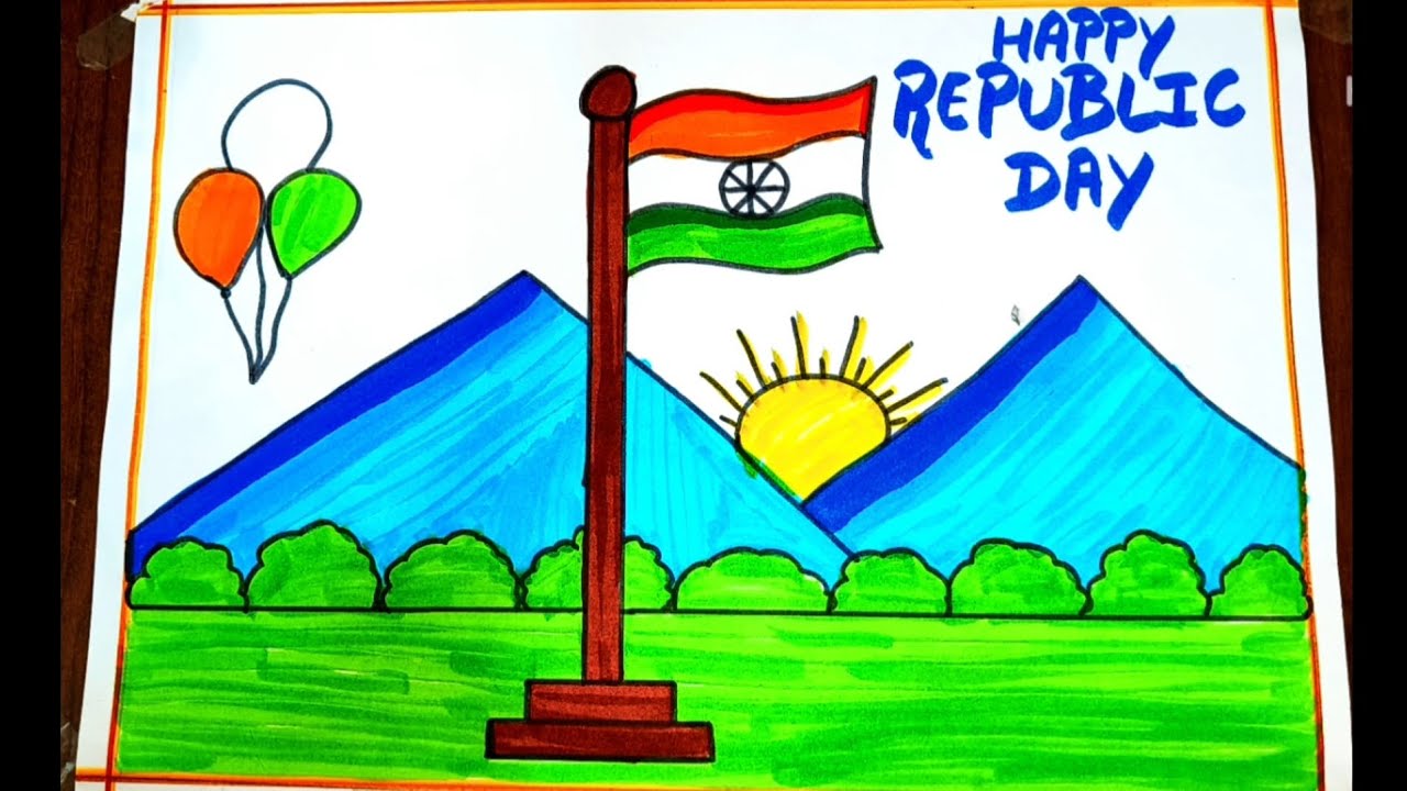 Very easy Republic Day drawing| Republicday poster drawing | Happy Republic daydrawing|ILove India