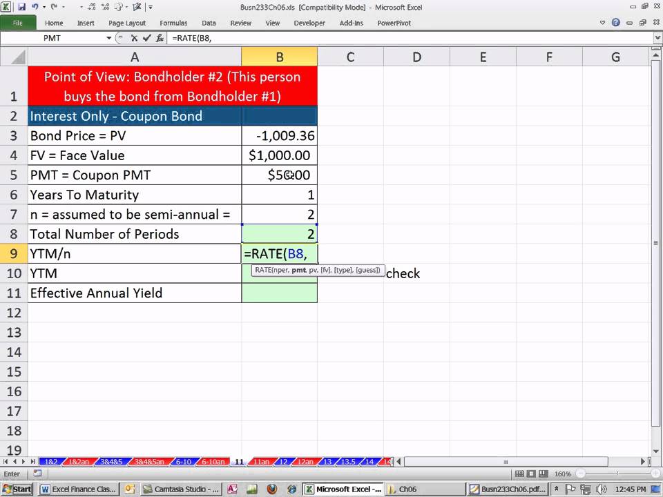 Excel Finance Class 48 Calculate Ytm And Effective Annual Yield From Bond Cash Flows Rate Effect Youtube