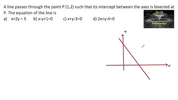 A line passes through P(1,2) such that intercept between axes bisected|MCQ|CBSE|Straight|RD Sharma