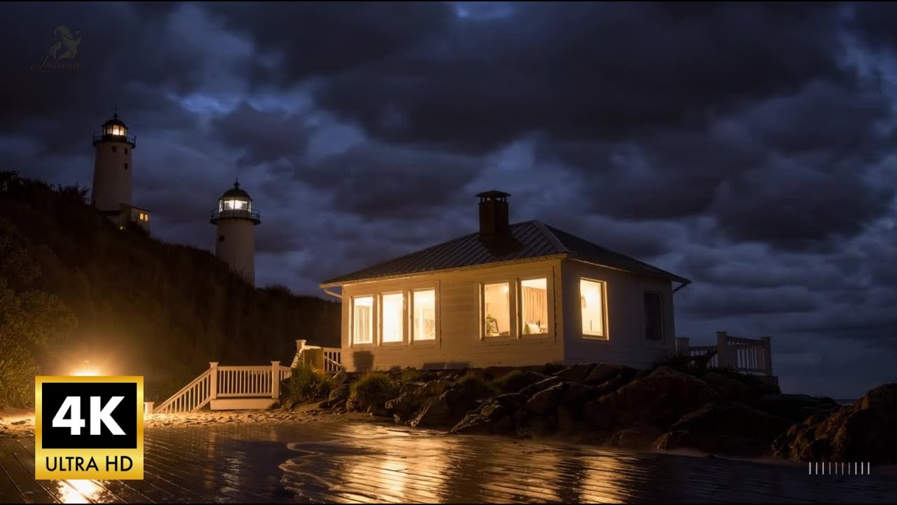 Rainy Night by the Seaside Cabin 🌊 Relaxing Rain Sounds for Deep Sleep ...