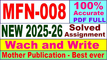 MFN 008 solved assignment 2025-26 in English || mfn 008 solved assignment 2026 || ignou mfn8