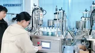 Semi automatic rotary chuck type #perfume filling capping machine with pneumatic manipulator #parfum