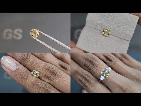 Негретый сапфир Pastel Yellow в огранке радиант 1,20 карат, Шри-Ланка Видео  № 1