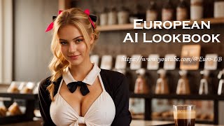 [4K] Ai Art European Lookbook Model Video-Coffee Shop Barista