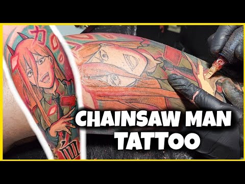 Chainsaw man tattoo que fiz um tempo atras. Quem ai ja começou a