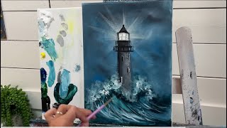DAY 25 Of Painting Everyday In August Challenge! LIGHTHOUSE 
